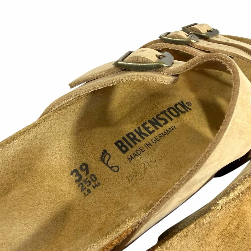 Birkenstock Tan Leather Franca Slide Sandals Size 39 - Picture 9 of 9